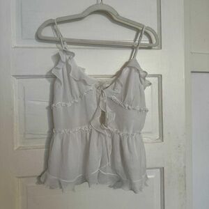 Aritzia White Ruffle Detail Blouse